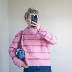 H&M Pink and Magenta Striped Sweater
